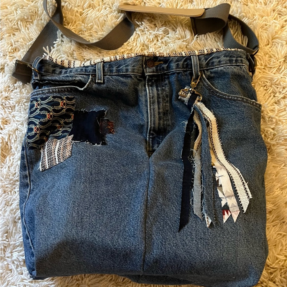 Stylish Denim Patchwork Tote Bag